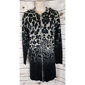 Raw7 Animal Tiger Sweater Cardigan M Full Zip Long Acrylic 90's Y2K Bling